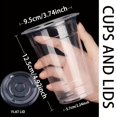 thumbnail image 4 of LOVEVER 200pcs (100pcs Cups +100pcs LIDS) Transparent Plastic Cups  Flat-Lids Disposable Drinking Cups  Iced Coffee And Milkshake Cups  Party And Wedding Drinking Cups, 4 of 6