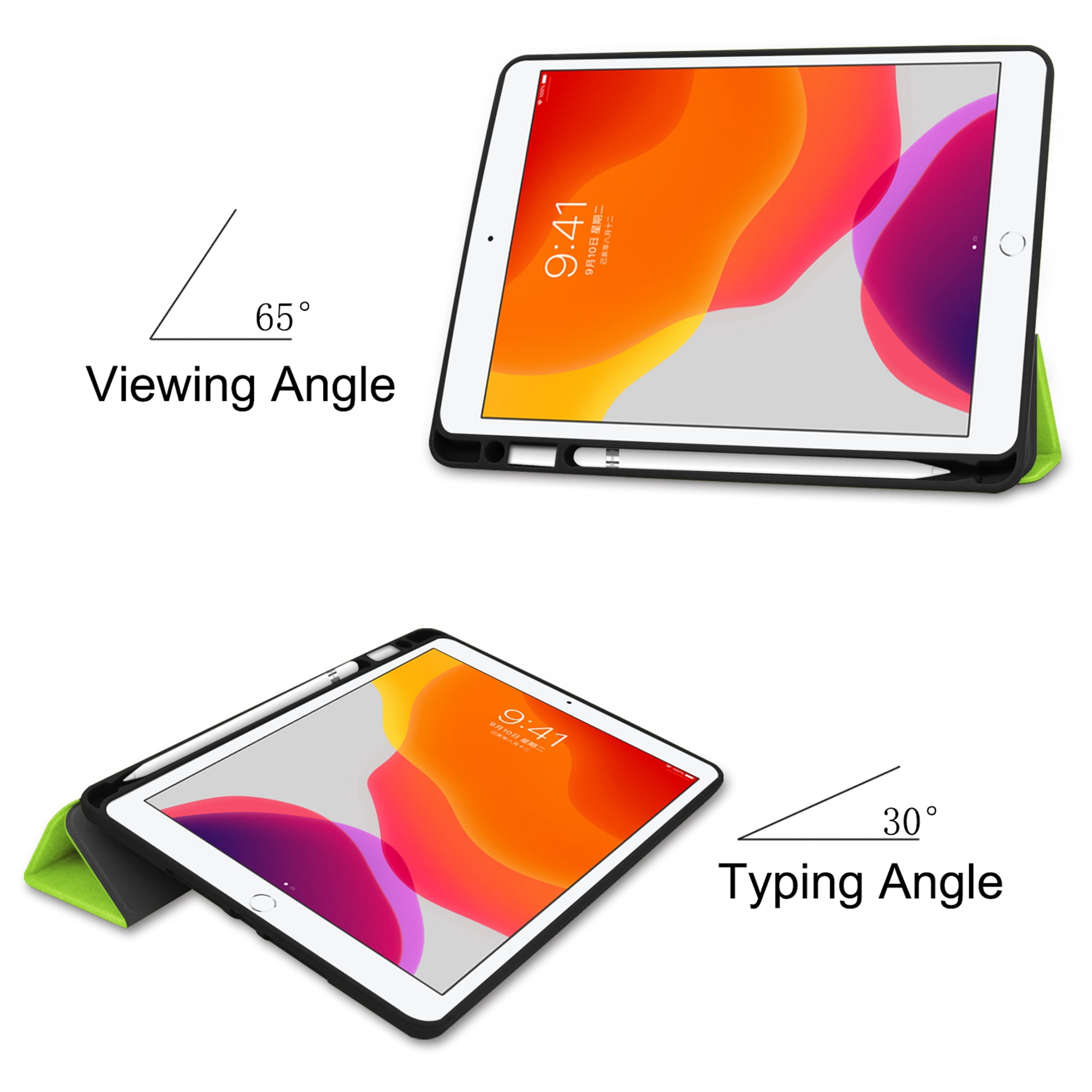 Dteck iPad 10.2 Case with Pencil Holder, iPad 7th Gen Case, Slim Fit PU Leather Trifold Smart Case Auto Wake Sleep, Flexible TPU Matte Back Cover For Apple iPad 7th Generation 10.2'' 2019, Green