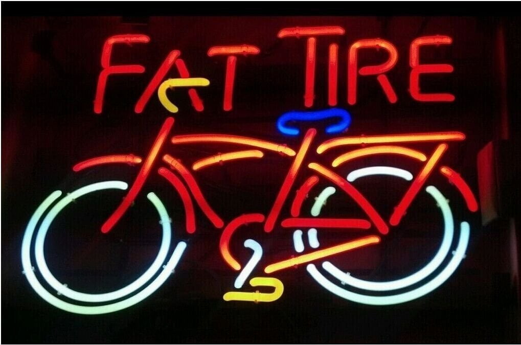 Fat Tire Bike Beer Neon Lamp Sign 20"x16" Display Handcraft Wall Decor Light 