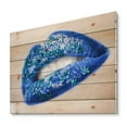 thumbnail image 2 of Designart 'Beautiful Woman Lips Blue With Flowers' Modern Print on Natural Pine Wood, 2 of 5