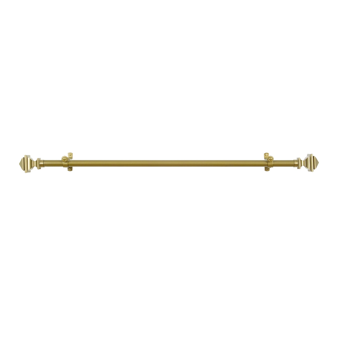 PowerSellerUSA Decorative Telescopic Metal Curtain Rod, 48 to 86 Inches Contemporary Round PVC Finials, Ultra Durable Brackets 3/4 Inch Diameter Drapery Rod for Window Treatment, Gold-Antique