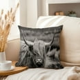 thumbnail image 3 of Ethan Taylor Animals Throw Pillow Soft Cushion Cover 'Highland Cow Farm Animals' Modern Pattern Decorative Square Accent Pillow Case, 18x18 Inches, Gray, Black, 3 of 5