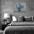 thumbnail image 6 of Daisy Bathroom Wall Art Christian Flower Wall Decor Religious Blue Daisy Butterfly Pictures Rustic Blue Flower Canvas Painting Framed Artwork for Living Room Bathroom Bedroom 16"x12", 6 of 6