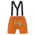 thumbnail image 2 of IBTOM CASTLE Baby Boy 1st Birthday Outfit Jungle Woodland Animal Romper + Bloomers + Suspenders 3PCS Clothes Set Photography 12-18 Months Brown, 2 of 8