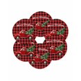 thumbnail image 7 of 15 Inch Round Placemats Set of 6, Red Truck Christmas Non Slip Heat Insulation PP Table Mats, Xmas Tree Snowflake Plaid Washable Place Mats for Kitchen Dining Party Table Decor, 7 of 7