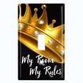 thumbnail image 2 of Metal Light Switch Plate Outlet Cover (My Room My Rules Crown Tilted - Single Toggle), 2 of 2