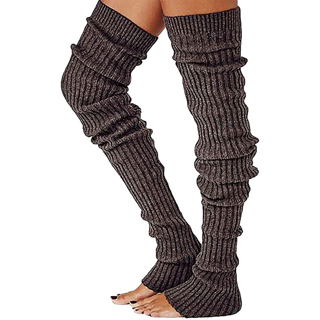 AMK Knit Leg Warmer Cable Footless Knitted Over Knee Socks Thigh High Boot Sock Winter Leg Warmer for Women Girls