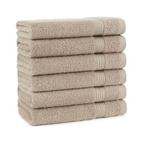 Host & Home Cotton Hand Towels (6 Pack) - 16x28 in., Soft & Absorbent - Latte Beige