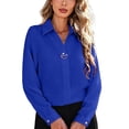 thumbnail image 2 of Hilenly Dress Shirts for Women Long Sleeve Button Down Shirts Collared V Neck Office Tops Business Casual Outfits, 2 of 9