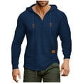 thumbnail image 5 of QHFBli Winter Men's Hoodie Fall Winter Men Hooded Sweatshirt Long Sleeve Casual Pullover Soft Comfortable Warm Lined Hoodie for Outdoor Navy L, 5 of 9