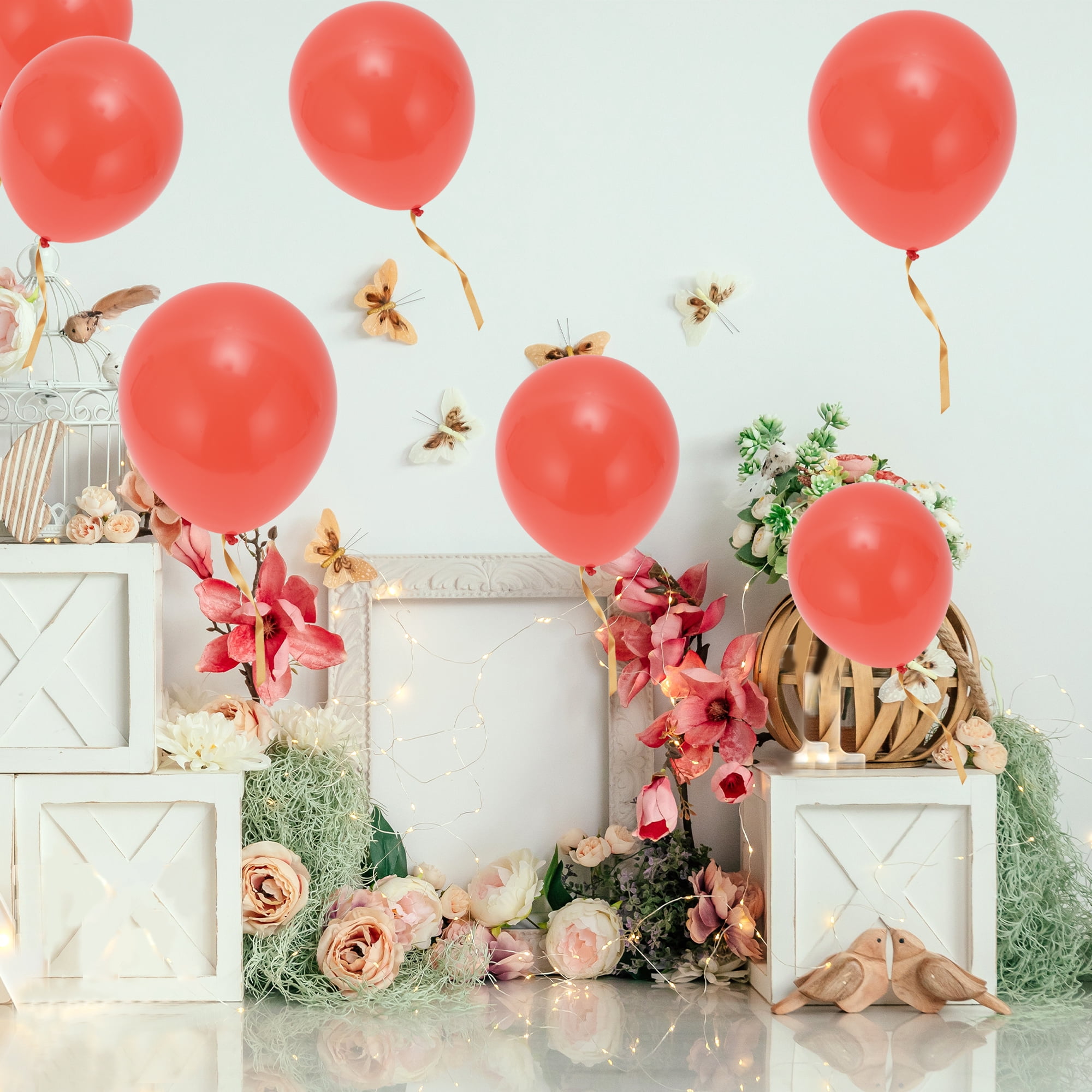 Unique Bargains 20Pcs Latex Party 10 Inch Helium Balloons Coral Red