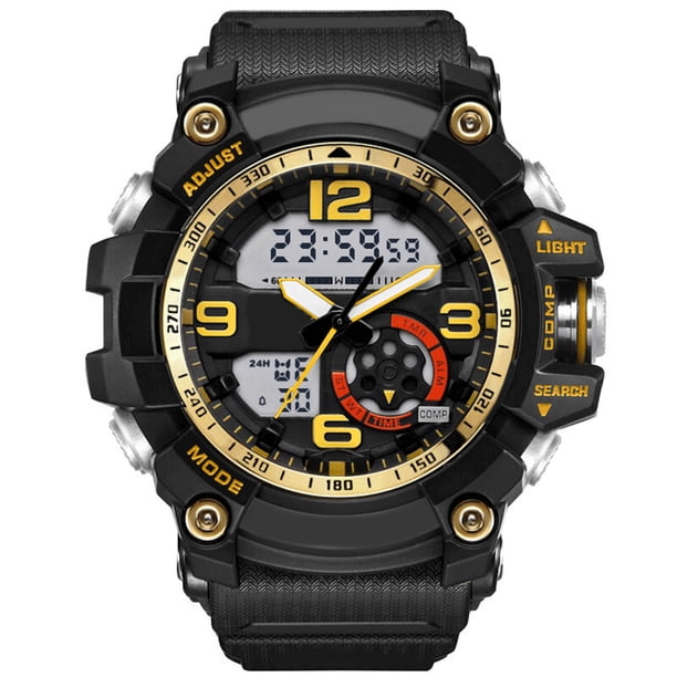 Reloj digital deportivo para hombres, relojes deportivos al aire libre con doble pantalla, reloj de pulsera resistente al agua con estilo para niños 50 kenally EL1063-02B