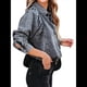 thumbnail image 2 of Camisa Vaquera para Mujer, Chaqueta Vaquera, Camisas Abotonadas de Moda de Otoño, Blusas de Larga Negro y Gris S, 2 of 10