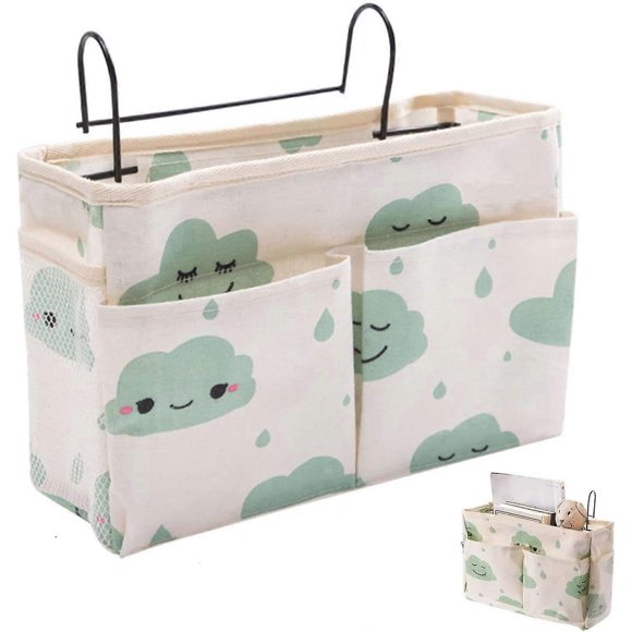 piece bed organizer, bed bags loft bed hanging bag, loft bed nightstand hanging storage bag, nightstand pocket for book, magazine, cell phone, headpho