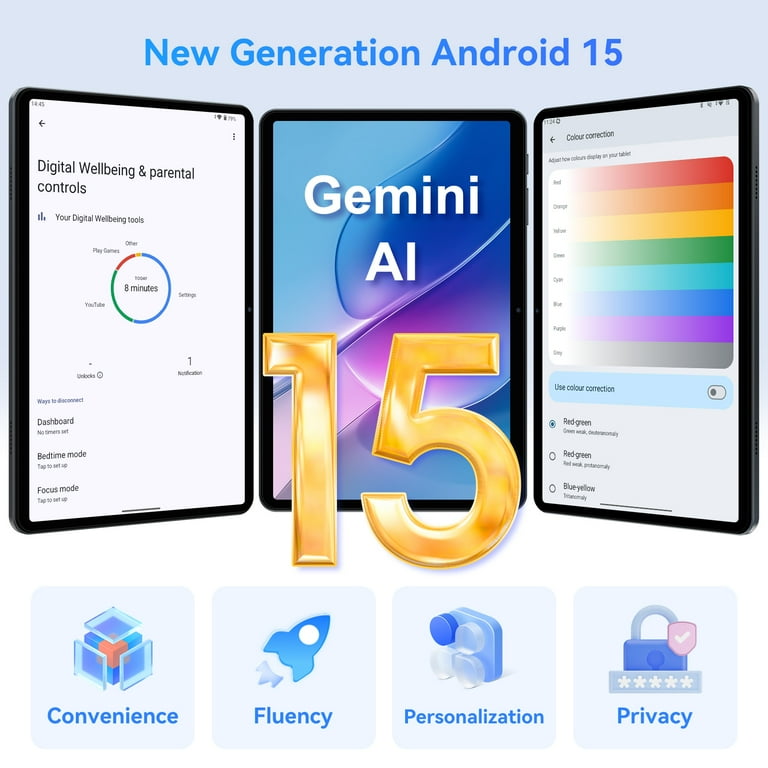 Tabwee Tablet 2025 Latest Android 15 Tablets T80, 10.5 inch Tablet