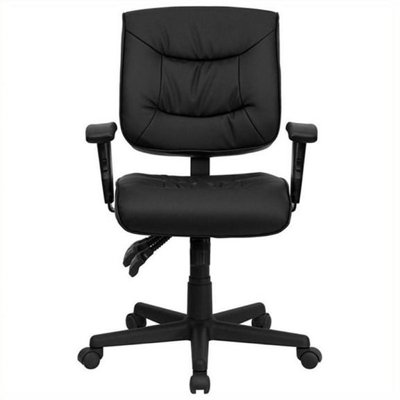 Scranton & Co Leather Mid-Back Task Office Chair with Arms