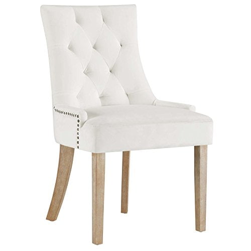 Modway Chaise de Salle à Manger Capitonnée en Velours de Performance avec Garniture de Clous Décoratifs, Ivoire