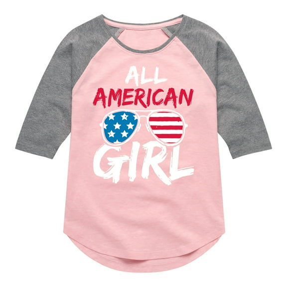 Instant Message - All American Girl - Toddler & Youth Girls Raglan Graphic T-Shirt