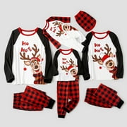 PatPat Christmas Reindeer and Red Plaid Print Long-sleeve Family Matching Pajamas Set (Flame Resistant)（Women＆Men＆Boys＆Girls）