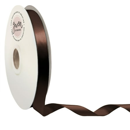 UPC: 0810056346898 | Brown Single Face Satin Ribbon  5/8  x 100 Yards by Gwen Studios