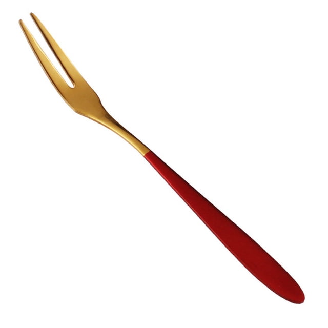 Cateissary Tenedor de fruta de acero inoxidable, tenedores de postre de pastel dorado, Mini tenedor encantador usado para pastel en fiesta, Oro rojo