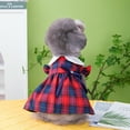thumbnail image 4 of Vestidos de perro a cuadros para perros pequeños Vestido de princesa de verano con lazo Ropa linda y elegante para cachorros Falda sin mangas con volantes Vestido suave para mascotas Ropa para perros, 4 of 5