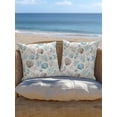 thumbnail image 5 of Outdoor Pillows Waterproof, Teal Coastal Throw Pillows with Inserts Included, Summer Nautical Beach Coral Starfish Shell Vintage Indoor Outdoor Decorative Lumbar Pillow for Bed/Couch 18"x18", 1Pcs, 5 of 8