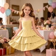 thumbnail image 2 of FAIWAD Girls Sleeveless Tiered Dress Spaghetti Strap Ruched Layered Ruffle Summer Dresses Cute Flowy Princess Dress, 2 of 9