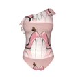 thumbnail image 4 of Yiaed High Heel Shoes Butterfly Print Women One Piece Swimsuits Tummy Control One Shoulder Bathing Suits Pattern Ruffle Swimwear-Medium, 4 of 8