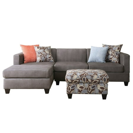 3 Piece Small Space Reversible Grey Microfiber Sectional ...