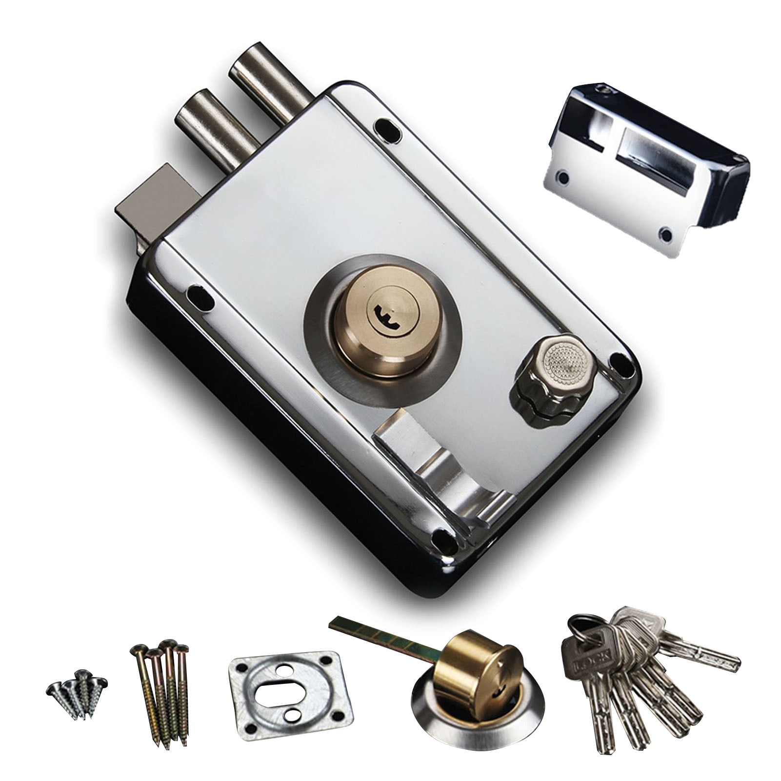 Gate Lock, Copper Lock Core Exterior Gate Lock Stainless Steel Gate