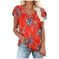 thumbnail image 2 of Summer Saving pimelu USSUMA T-Shirts for Women Trendy Solid Color Cute Petal Sleeve Loose Womens Blouses and Tops Dressy Casual Summer V Neck Short Sleeve Tshirts Shirts Tunic for Women, 2 of 6