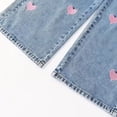 thumbnail image 4 of GiLiling Teen Girls Baggy Jeans High Waist Wide Leg Denim Pants Elastic Waist Y2k Vintage Aesthetic Cargo Pants Heart Embroidery (Blue, 11-12 Years), 4 of 8