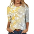 thumbnail image 2 of Runfenguu Western Graphic Tees For Women Graphic T Shirts Women Casual Printed Round Neck Three Quarter Sleeve 3/4 Sleeve T-Shirt Loose, 2 of 5