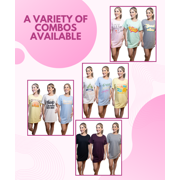 MISS POPULAR 3-Pack Women’s Sleep Shirts, Short Sleeve Nightgown, Soft 60% Cotton 40% Polyester Cute Printed Dorm Sleepwear