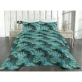 thumbnail image 2 of Ambesonne Tropical Quilted Bedspread Set 3 Pcs, Exotic Leaves Hand-Drawn, Queen, Seafoam and Pale Blue, 2 of 4