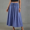 thumbnail image 2 of Purcolt Women's Plaid Gingham Maxi Skirt with Pockets High Waist A Line Pleated Flared Gingham Casual Swing Long Skirt, 2 of 5