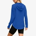 thumbnail image 4 of V Neck Pullover Tops, Womens Long Sleeve Knit Hoodies, Drawstring Pullover Tops with Pocket, 4 of 7