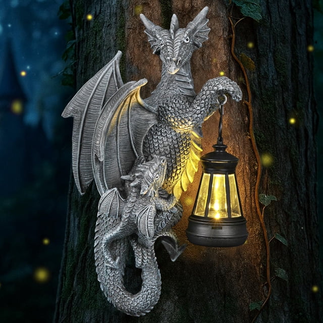 Estatua de dragón solar para exterior IDEA SHOW con LED para jardín