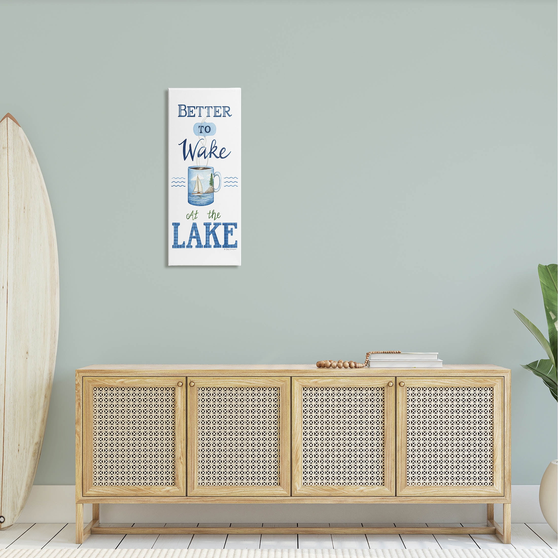 Better To Wake At Lake Coffee Phrase Inspirational Graphic Art Gallery Wrapped Canvas Print Wall Art