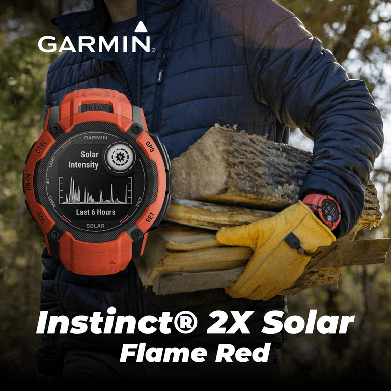 Garmin Instinct 2X Solar Rugged GPS Smartwatch, Flame Red with