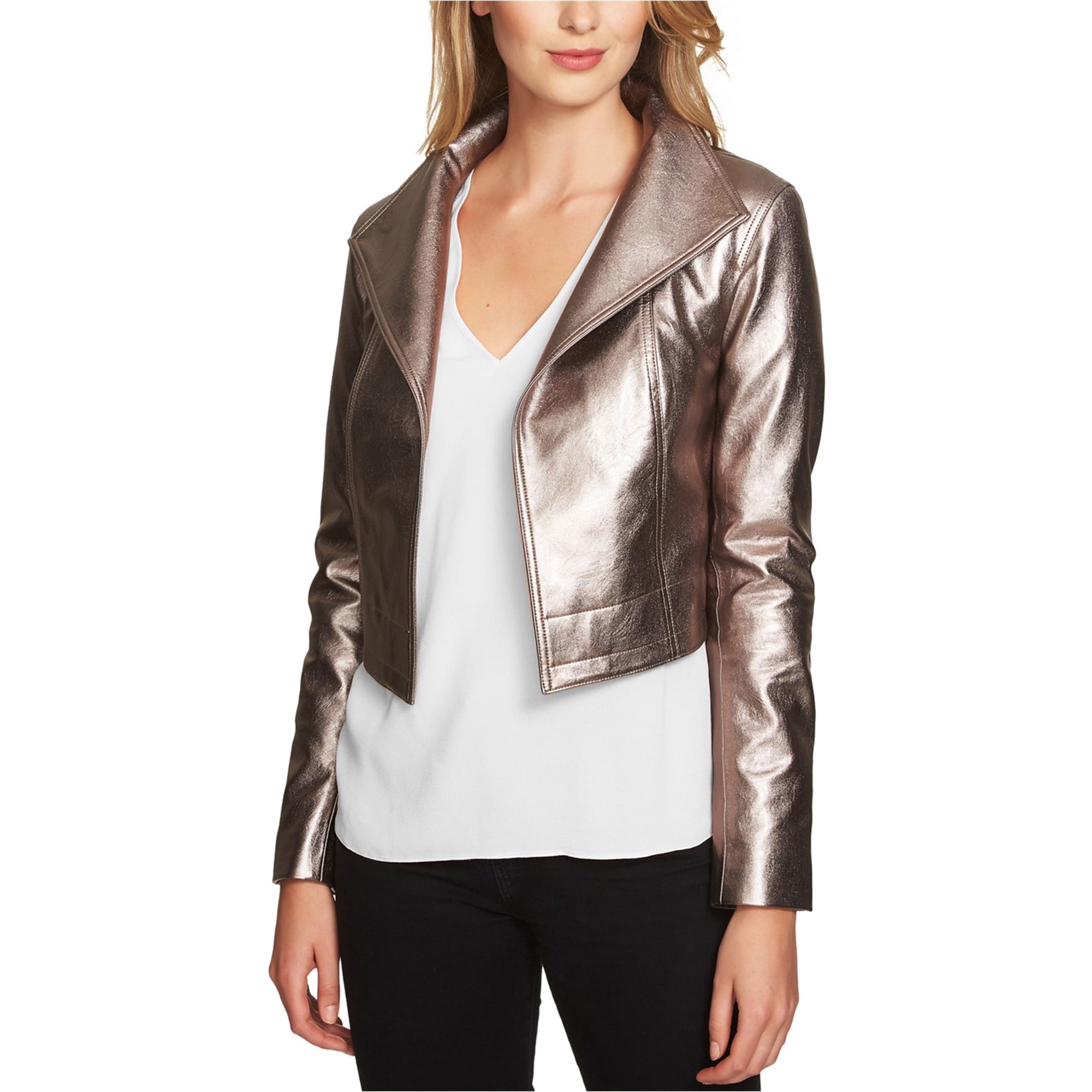 1.STATE Veste Métallique Courte pour Femmes, Métallique, Petite Taille