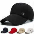 thumbnail image 2 of Adjustable Men's Sports Cap Stylish Golf Cap M Letters Long Brim Snapback Hat Leisure Casual Breathable Sunscreen Peaked Cap Letter Baseball Cap Dad Hat Polo Cap Adjustable Unisex Cotton One Size, 2 of 7