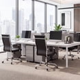 thumbnail image 3 of Vyrox Modern Office Chair, Mid-Back Faux Leather Swivel Reception & Conference Chair， Ergonomic Swivel Chair with Arms, Black, 3 of 7