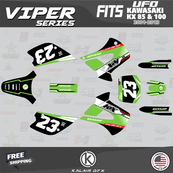 Kalair GFX Graphics Kit for Kawasaki KX100 UFO RESTYLE (2001-2013) Viper Series