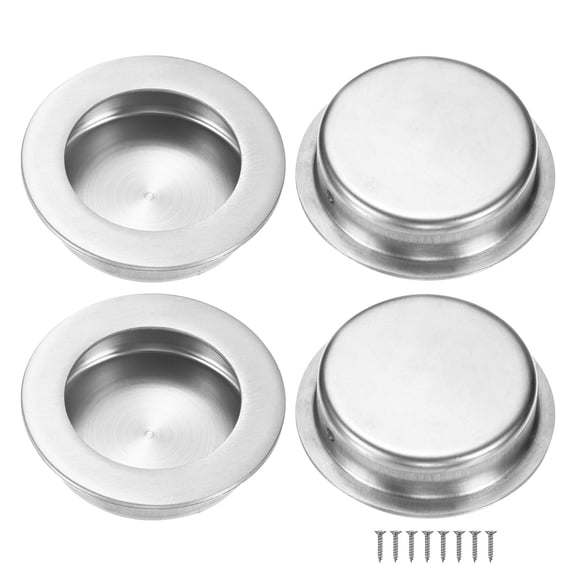 Uxcell 4-Pack Recessed Finger Pulls, 2.36 Inch Stainless Steel Sliding Closet Door Handles for Barn Door Round Flush Handles