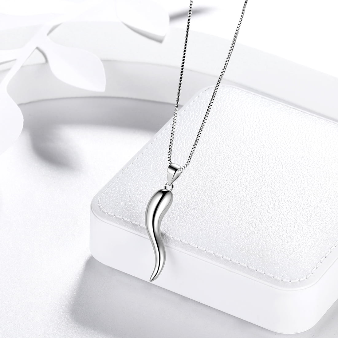 Hipunk 925 Sterling Silver Italian Horn Necklace for Women Men Cornicello Necklace Pendant Talisman Amulet Jewelry Fathers Day Gift for Dad
