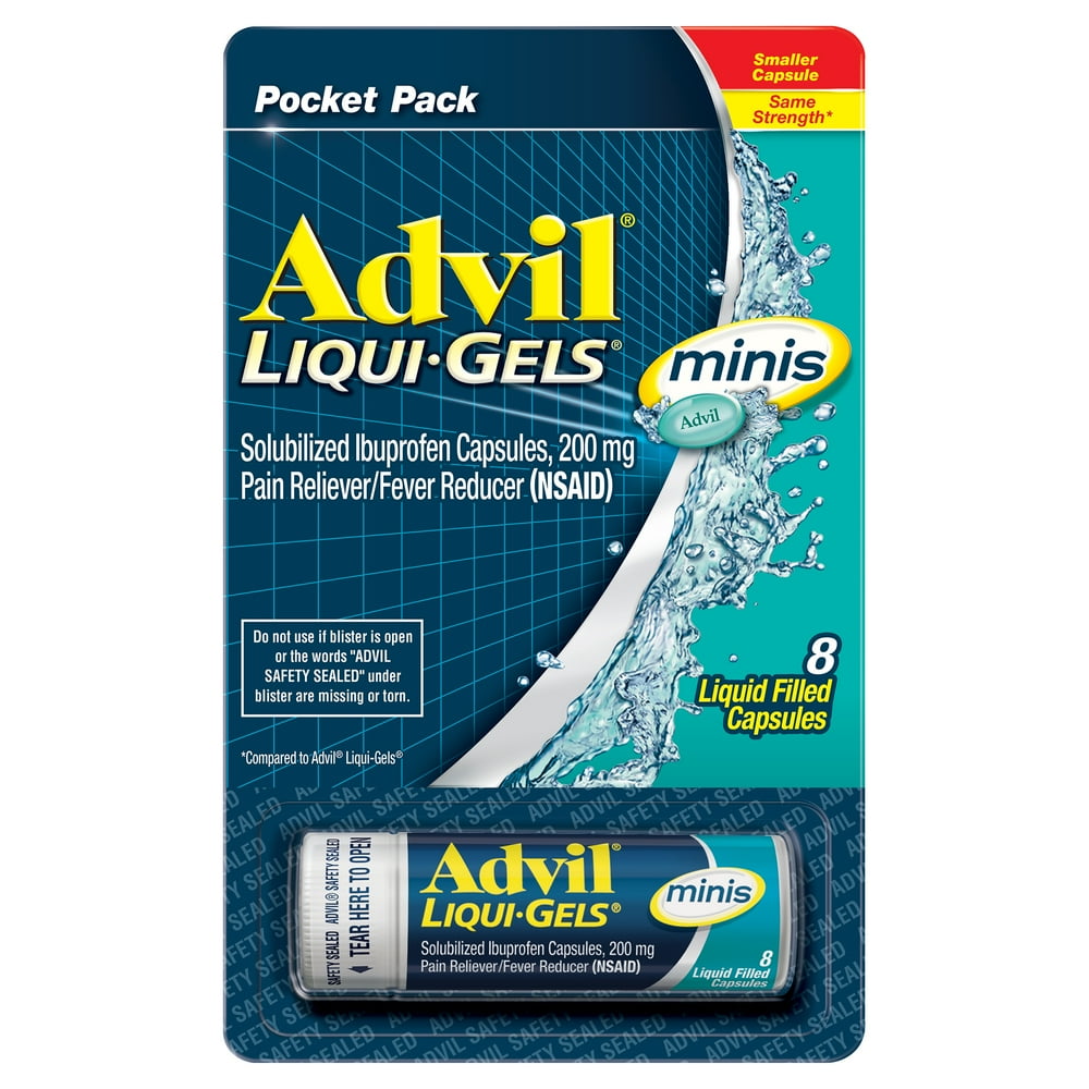 Advil LiquiGels Minis Pain Reliever and Fever Reducer, Ibuprofen 200mg