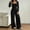 Black Jumpsuits for Women, variant on Womens Turtleneck Ribbed Knit Back Cutout Wide Leg Jumpsuit with Side Pockets for Daily Pink M