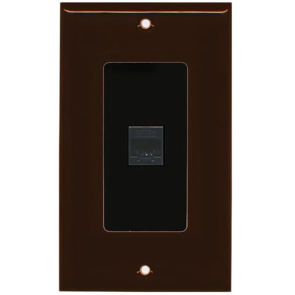 RiteAV Decorative 1 Gang 1 Port Cat5e Wall Plate - Brown/Black